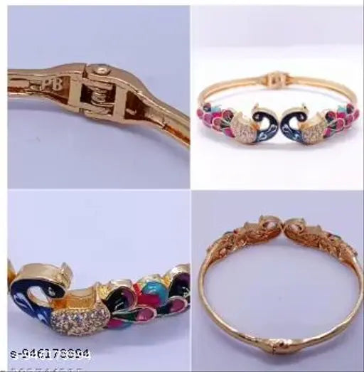 Gold Peacock Design Cuff Bracelet