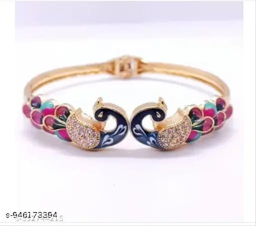 Gold Peacock Design Cuff Bracelet