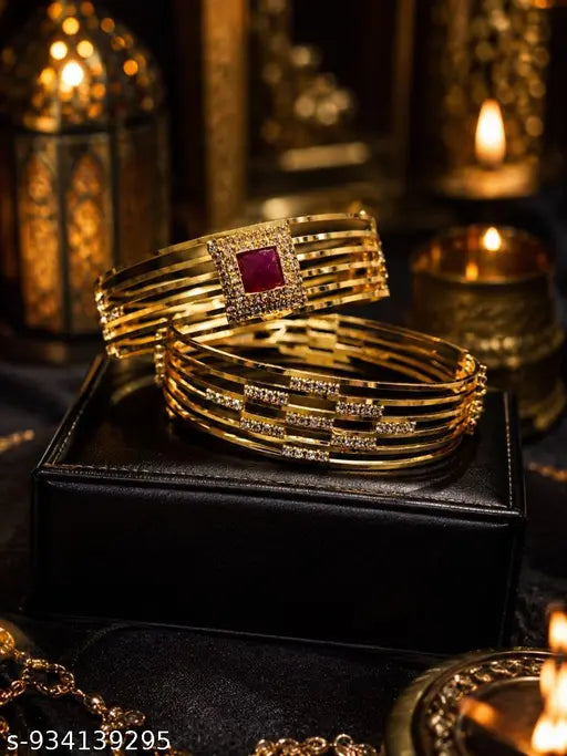 Kundan Bridal Look Cuff Kangan Set (Pack of 2)