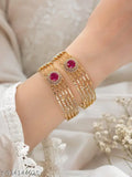 Gold Plated Kundan Pearl Kangan Set (Pack of 2)