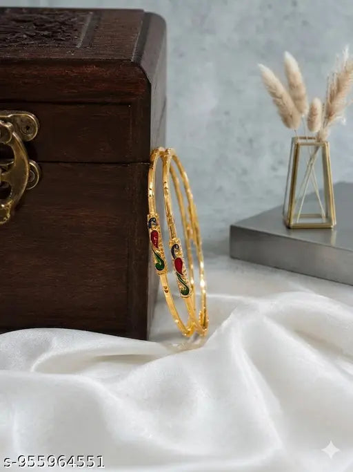 Gold Plated Meenakari Kada Bangles - Daily Wear (Pack of 2)