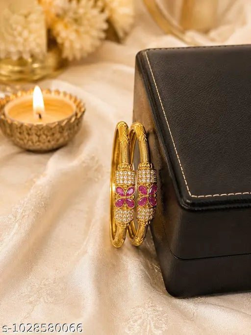 AD Ruby Party Wear Kangan Set (Pack of 2)