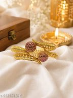 Gold Filigree Pearl Work Kangan Set (Pack of 2)