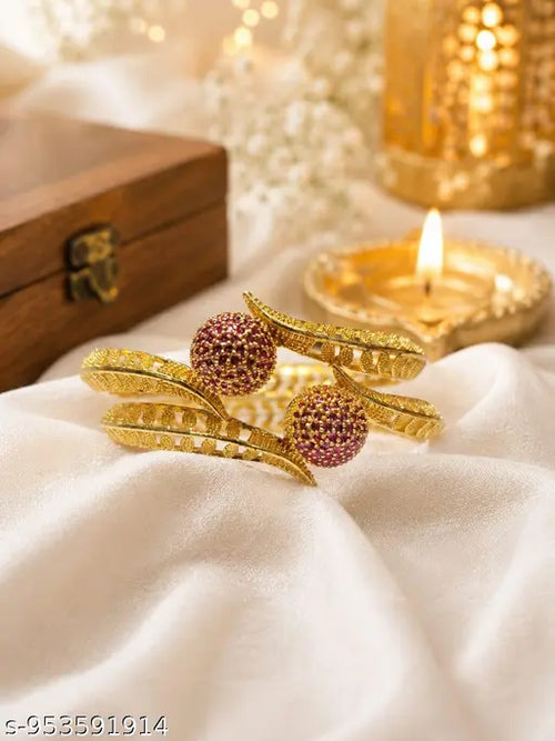 Gold Filigree Pearl Work Kangan Set (Pack of 2)