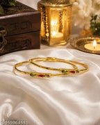 Gold Plated Meenakari Kada Bangles - Daily Wear (Pack of 2)