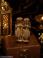 Gold Plated Kundan Pearl Kangan Set (Pack of 2)